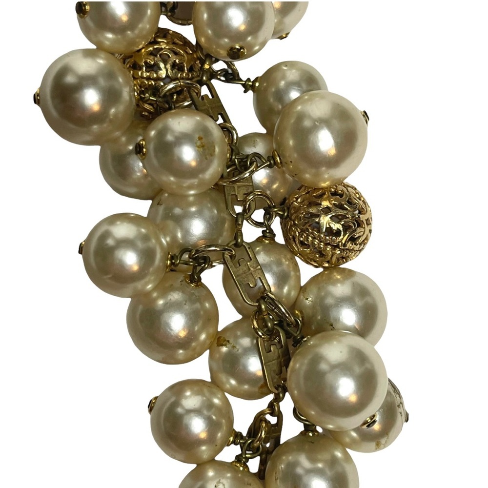 Vintage Signed Scorpios Paris Baroque Pearl and Gold Bead Chain Bracelet - Picture 12 of 15